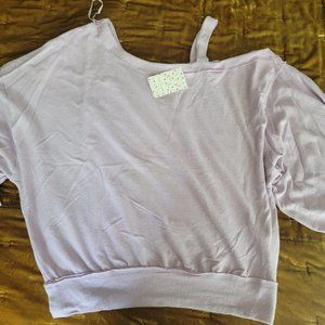 Free People Purple One Shoulder Sweater
